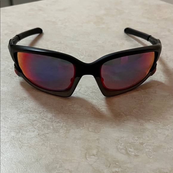 Oakley split Jacket Black Sunglasses with Red Lenses - Picture 4 of 10